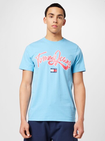 Tommy Jeans Shirt 'College' in Blauw: voorkant