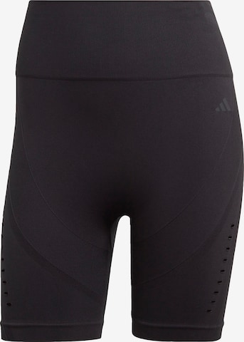 ADIDAS PERFORMANCE Skinny Workout Pants 'Studio Aero Bike' in Black: front