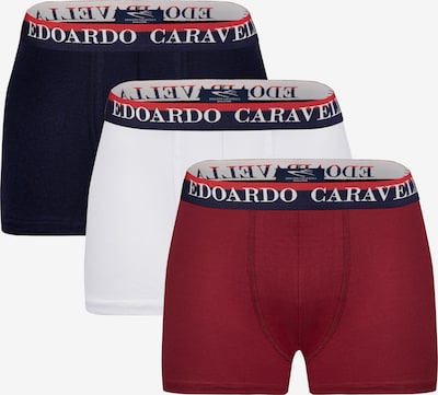 Edoardo Caravella Boxers en marine / rouge sang / blanc, Vue avec produit