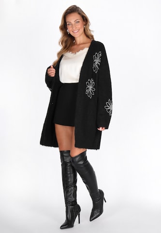 melns faina Adīts mētelis: no priekšpuses