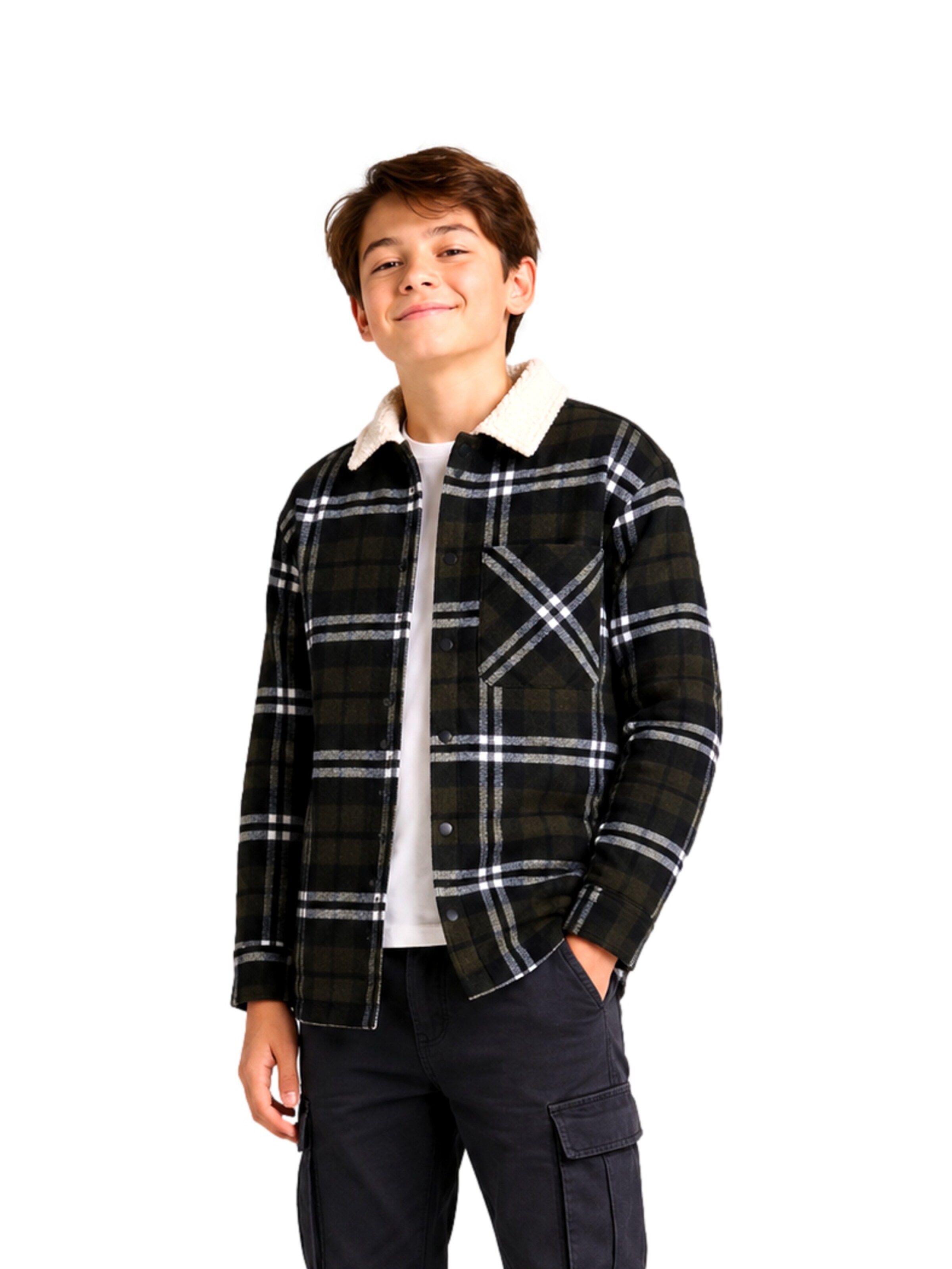 Jack & Jones Junior Ζακέτα φλις 'JJZac' σε πράσινο: μπροστά