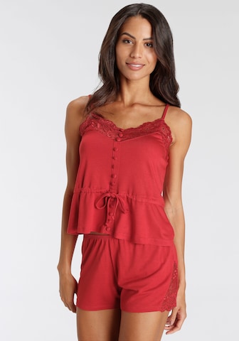 LASCANA Short Pajama Set in Red: front