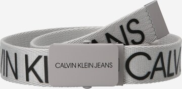 Calvin Klein Jeans Bælte 'CANVAS LOGO BELT' i grå: forside