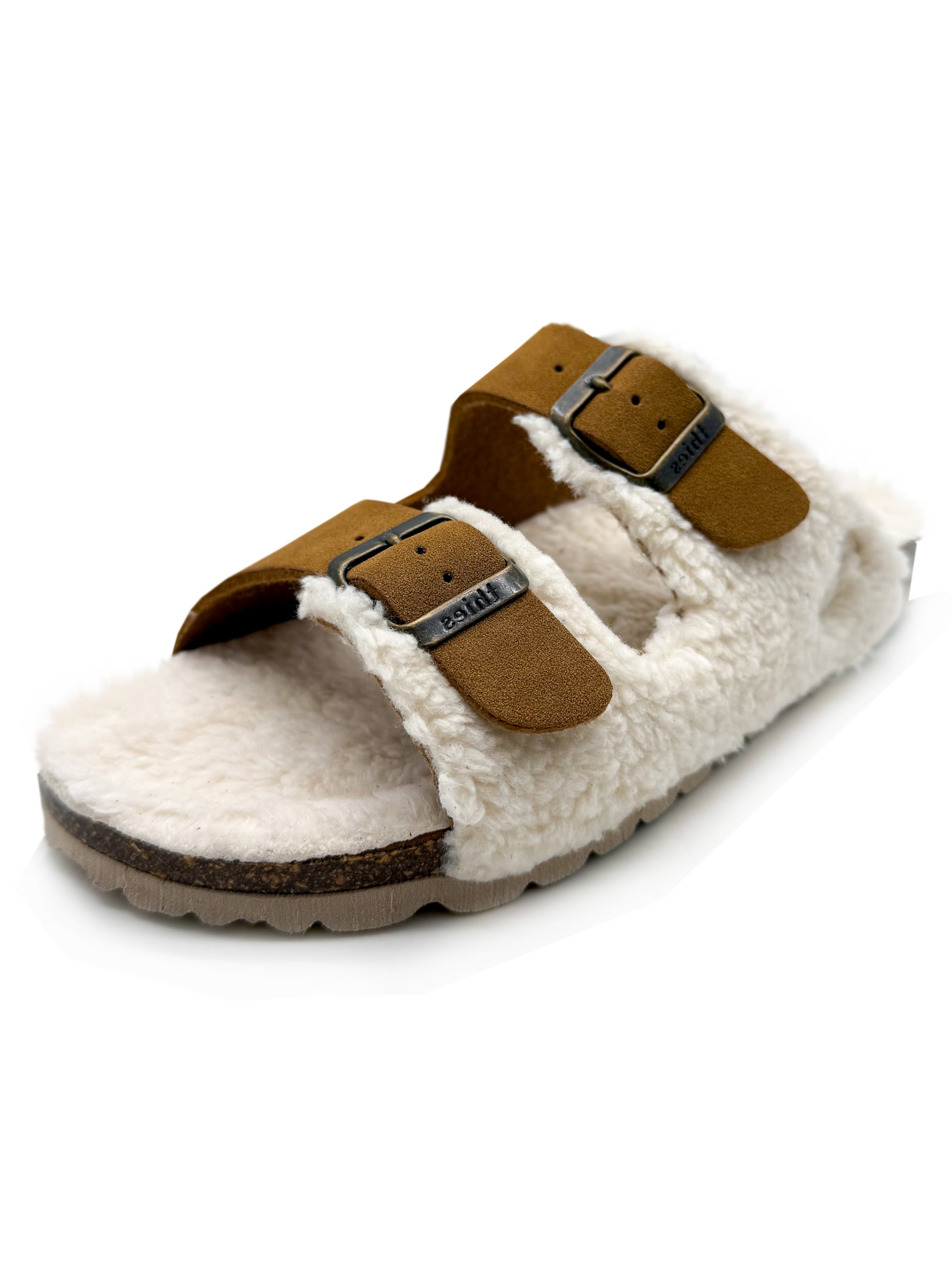 thies Mules 'thies 1856 ® Eco Teddy Mixed Sandal' in Brown: front