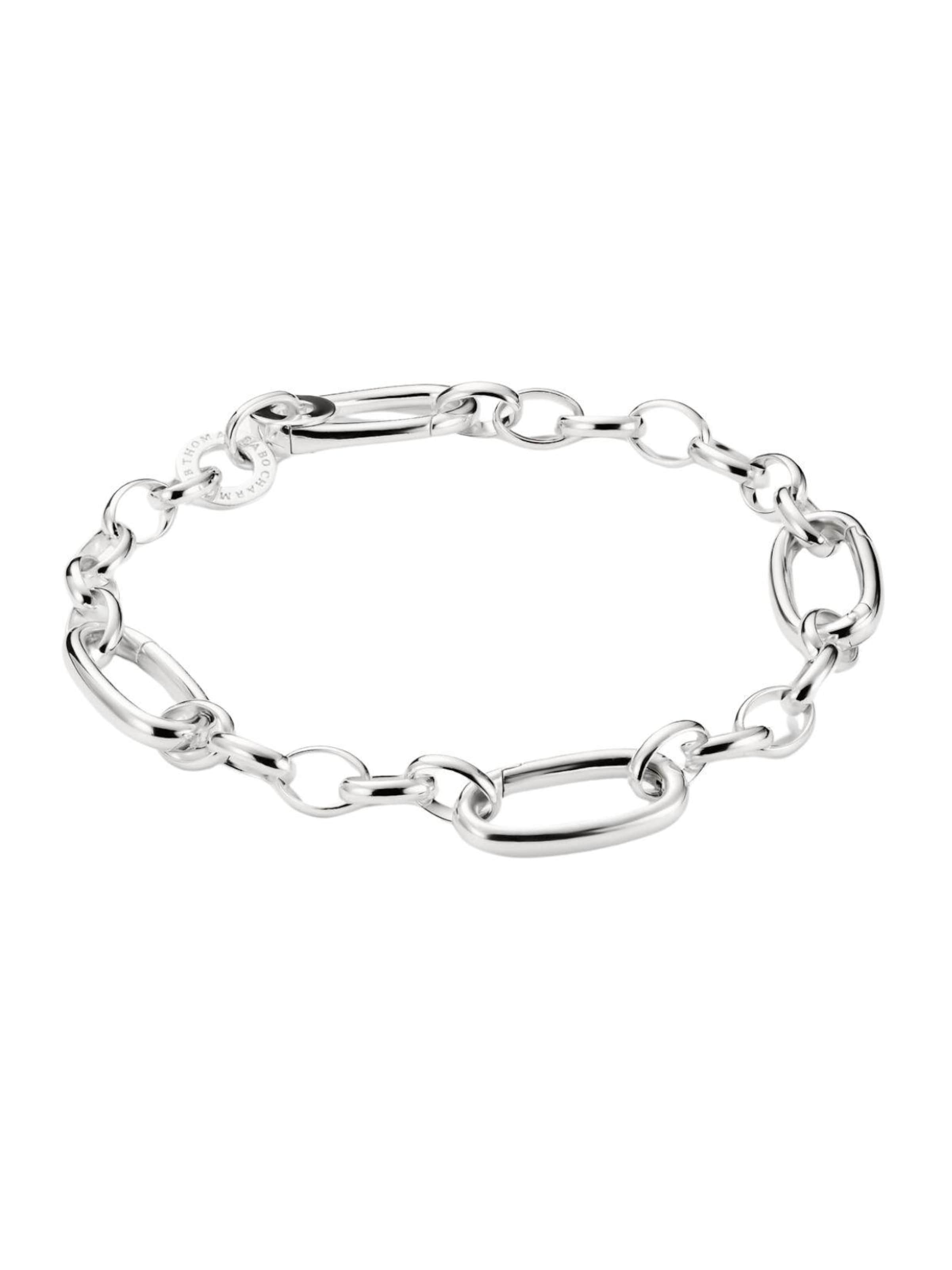 Thomas Sabo Bracelet 'Charm-Armband mit drei Connect-Gliedern aus Silber' in Silver: front