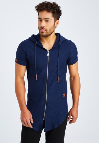 Leif Nelson Zip-Up Hoodie in Blue