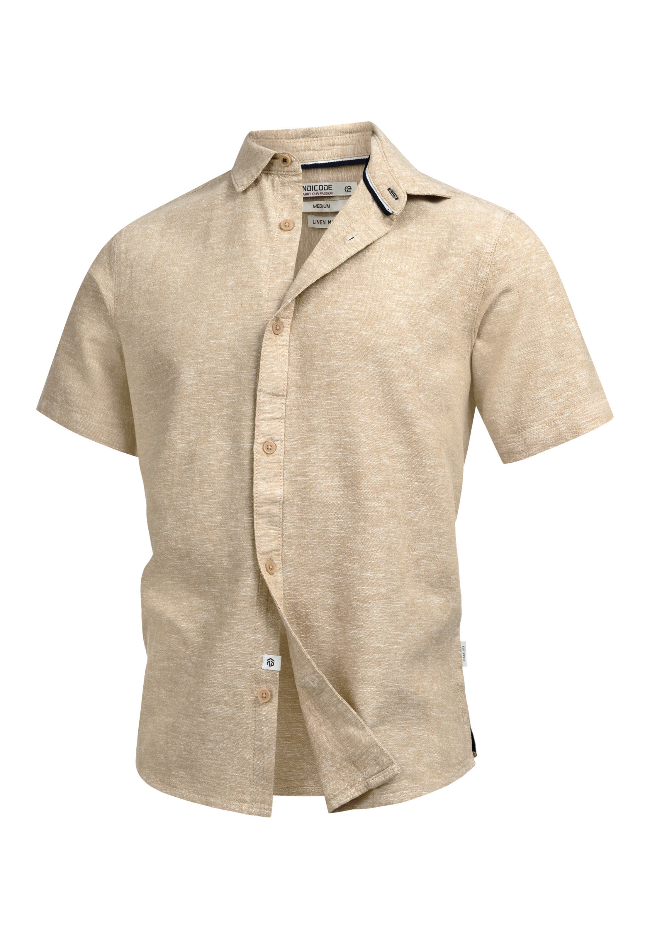 INDICODE JEANS Regular Fit Hemd 'Lino' in Beige