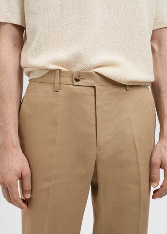 MANGO MAN Slim fit Pleated Pants 'Amalfi' in Beige