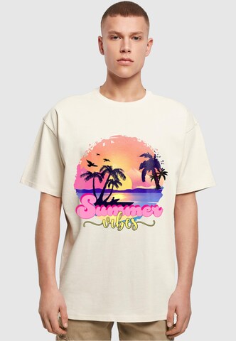 T-Shirt 'Summer Vibes Sunset' Merchcode en beige : devant