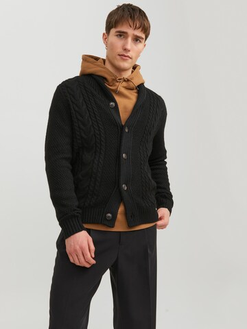 JACK & JONES Knit cardigan 'Craig' in Black: front