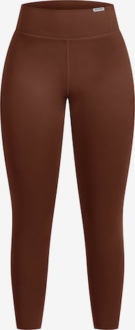 Smilodox Skinny Sportbroek 'Advance Pro' in Bruin: voorkant