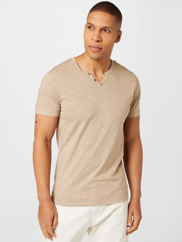 Coupe regular T-Shirt 'Split' JACK & JONES en beige : devant