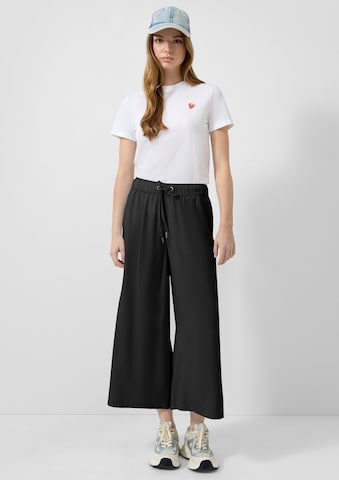 QS Wide Leg Hose in Schwarz