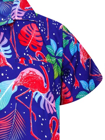 King Kameha Shirt 'Funky Flamingos' in Blau
