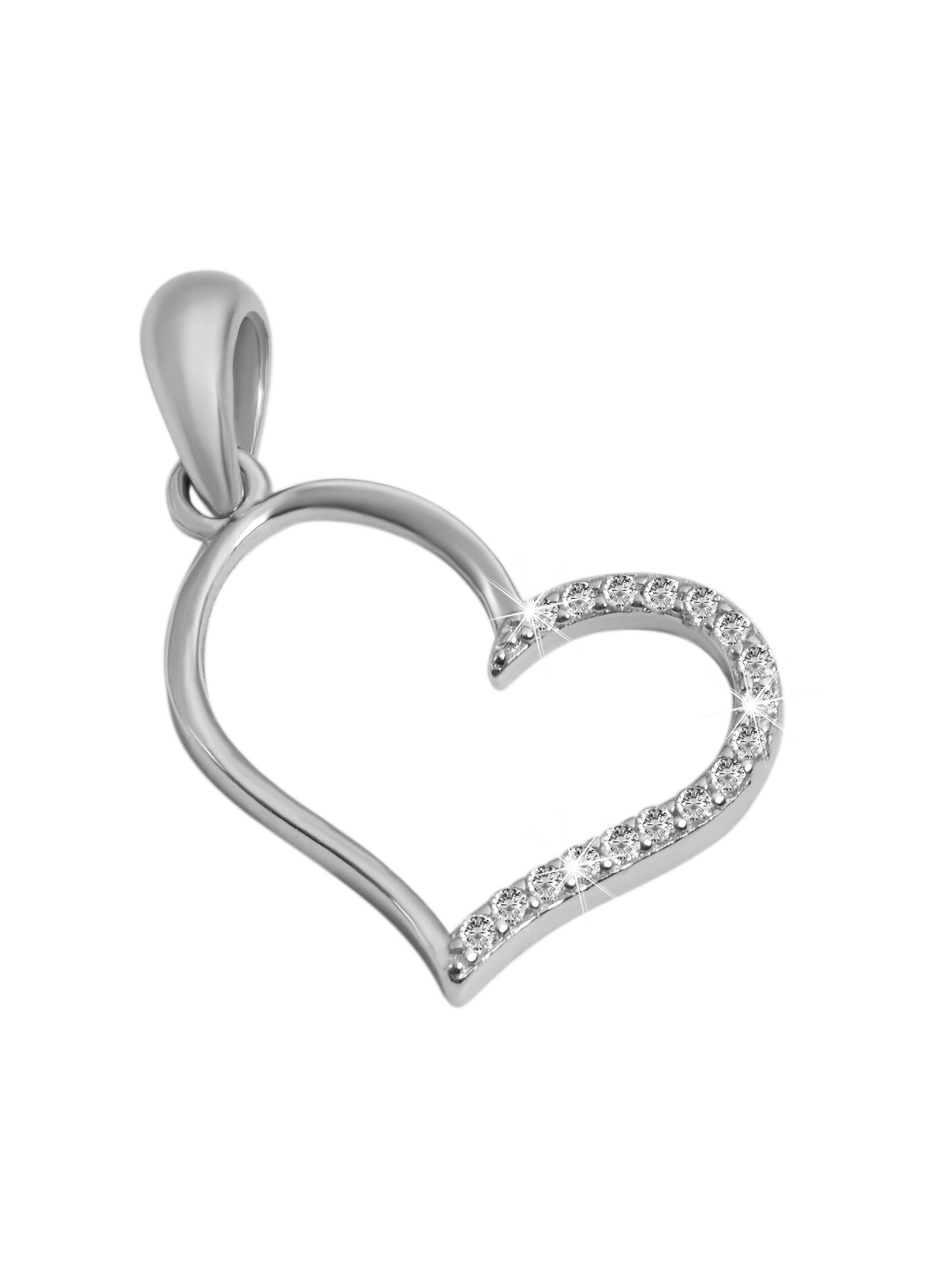 Akzent Jewelry Set '"Kimey" aus 925 Sterlingsilber, rhodiniert, Schmuckset Herz' in Silver