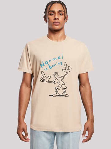T-Shirt 'Fido Dido Points Normal Is Boring' F4NT4STIC en beige : devant