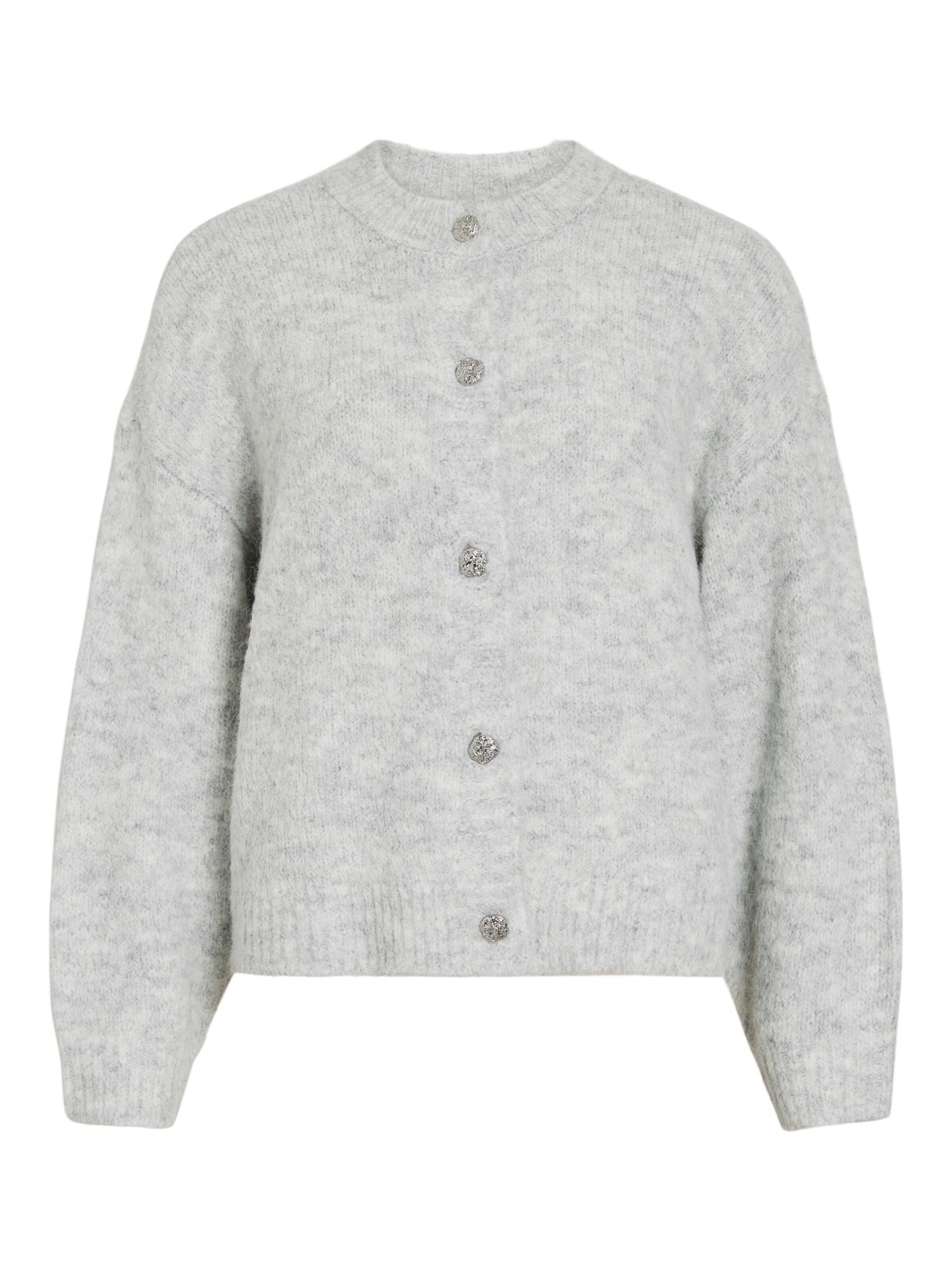 VILA Gebreid vest 'VIMarley' in Grijs: voorkant