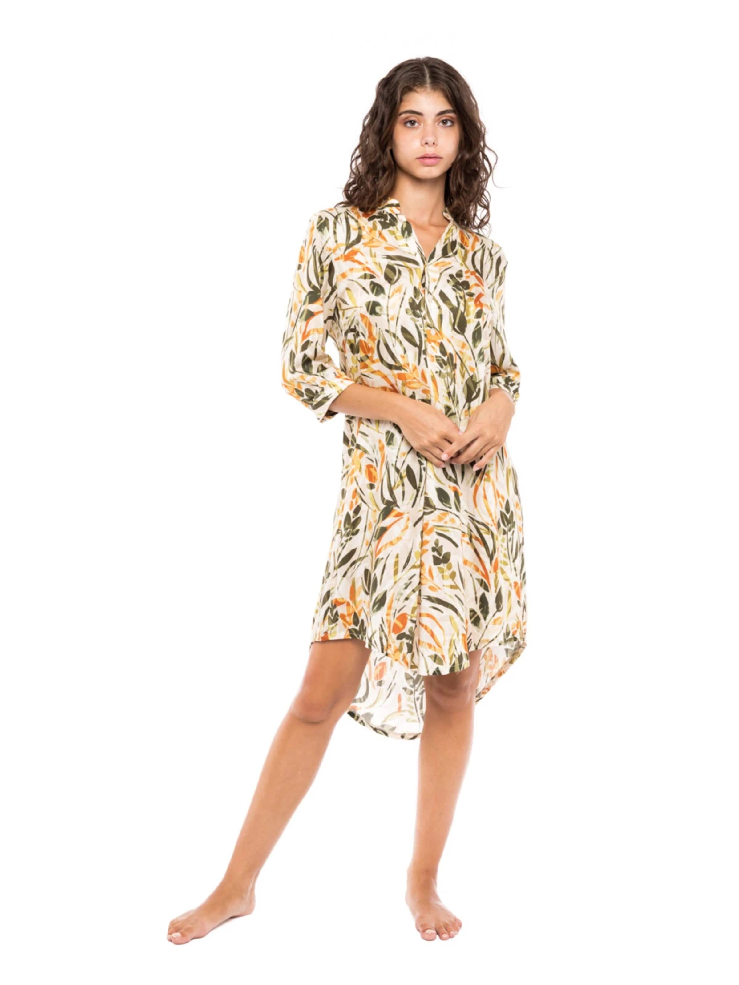Pink Label Sommerkleid 'BEACHWEAR PASTEL GREEN LEAF'‌‌‌‌‌‌‌‌‌‌ in Gelb: Vorderseite