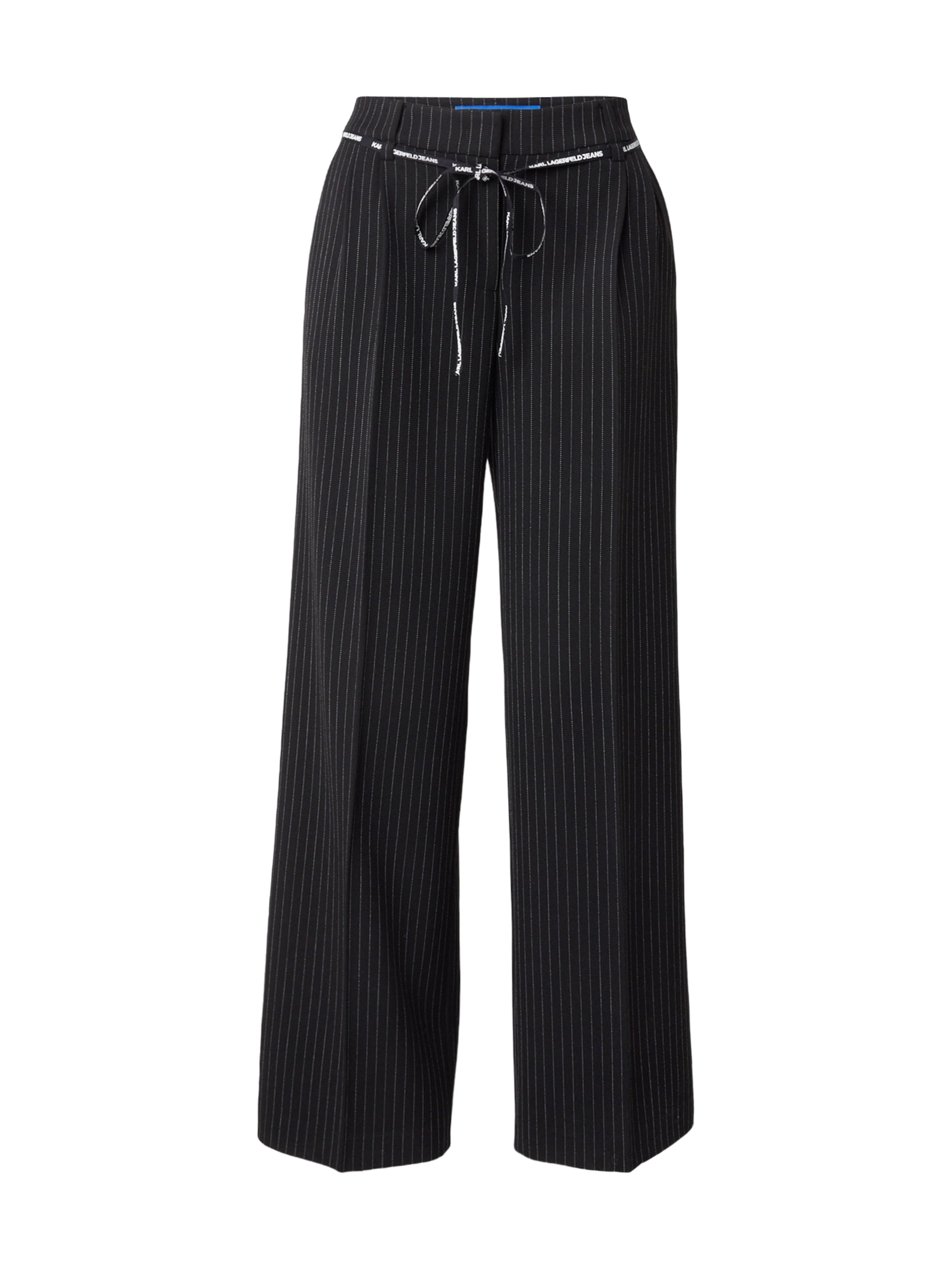 KARL LAGERFELD JEANS Regular Pleat-Front Pants in Black: front