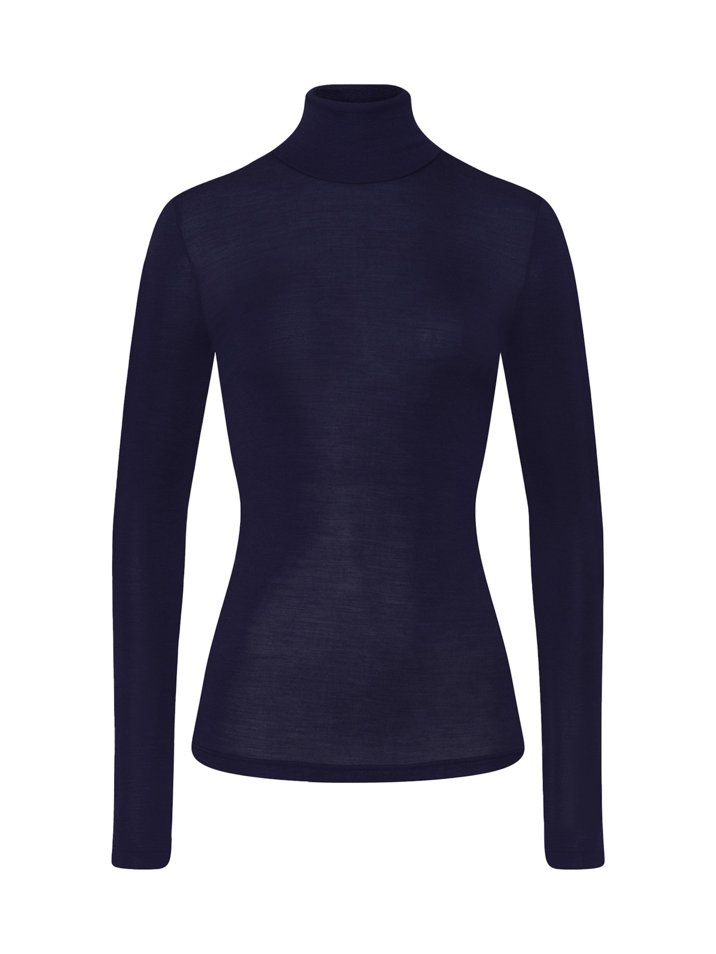 Hanro Rollkragenshirt ' Woolen Silk ' in Blau: Vorderseite