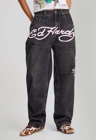 Loosefit Jeans di Ed Hardy in nero: frontale