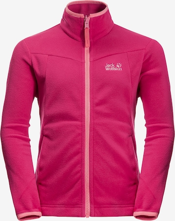 JACK WOLFSKIN Athletic Fleece Jacket 'SANDPIPER K' in Pink: front