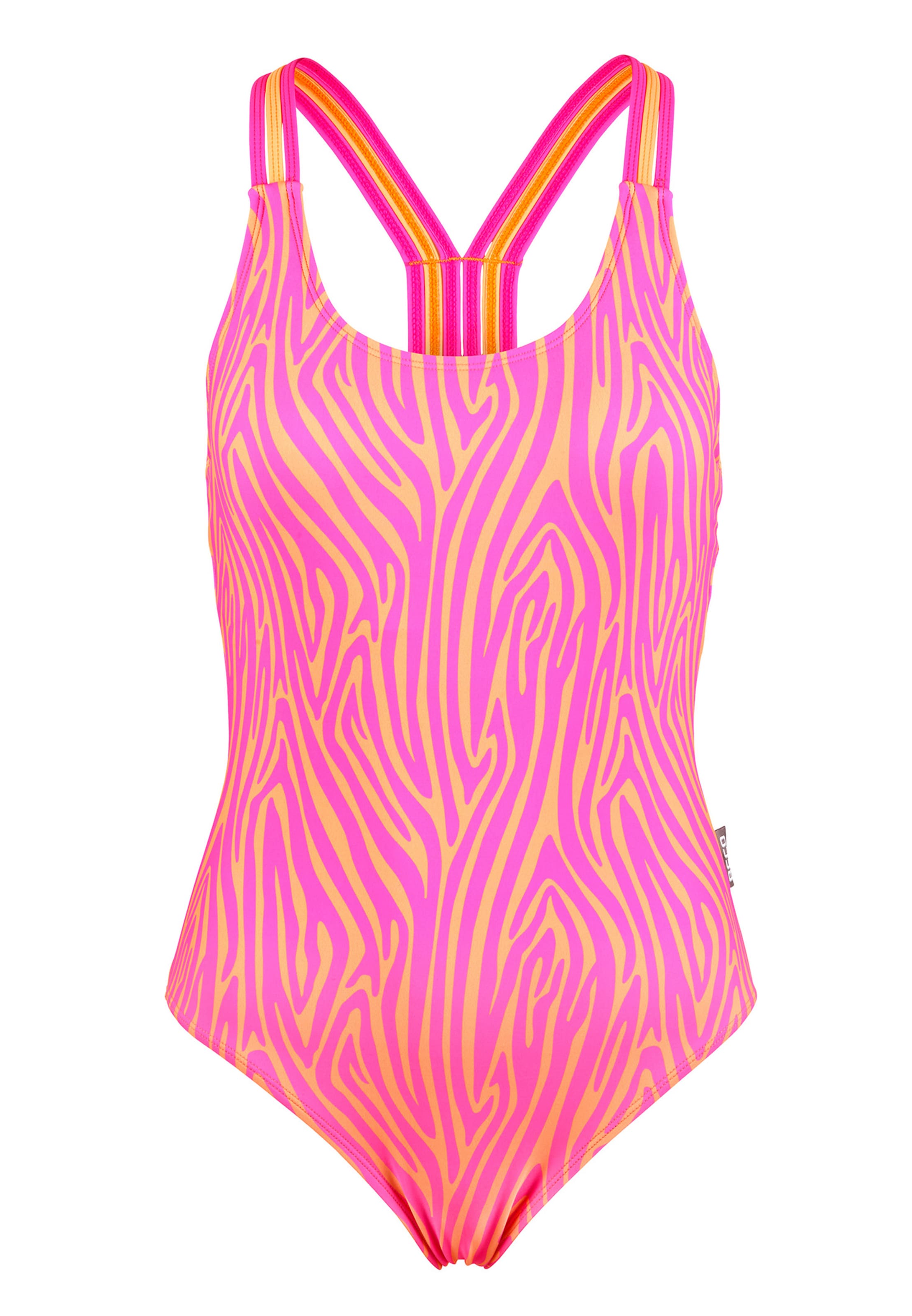 BECO the world of aquasports Bustier Badeanzug 'Zebra Vibes' in Orange: Vorderseite