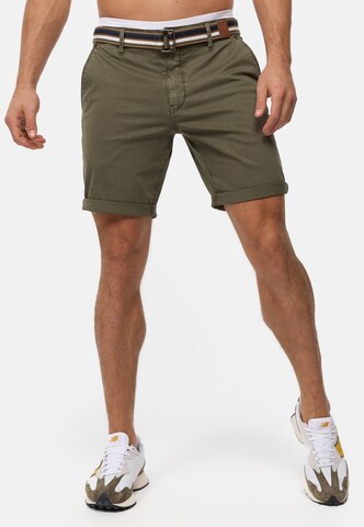 Regular Pantalon 'Cunning ' INDICODE JEANS en vert : devant