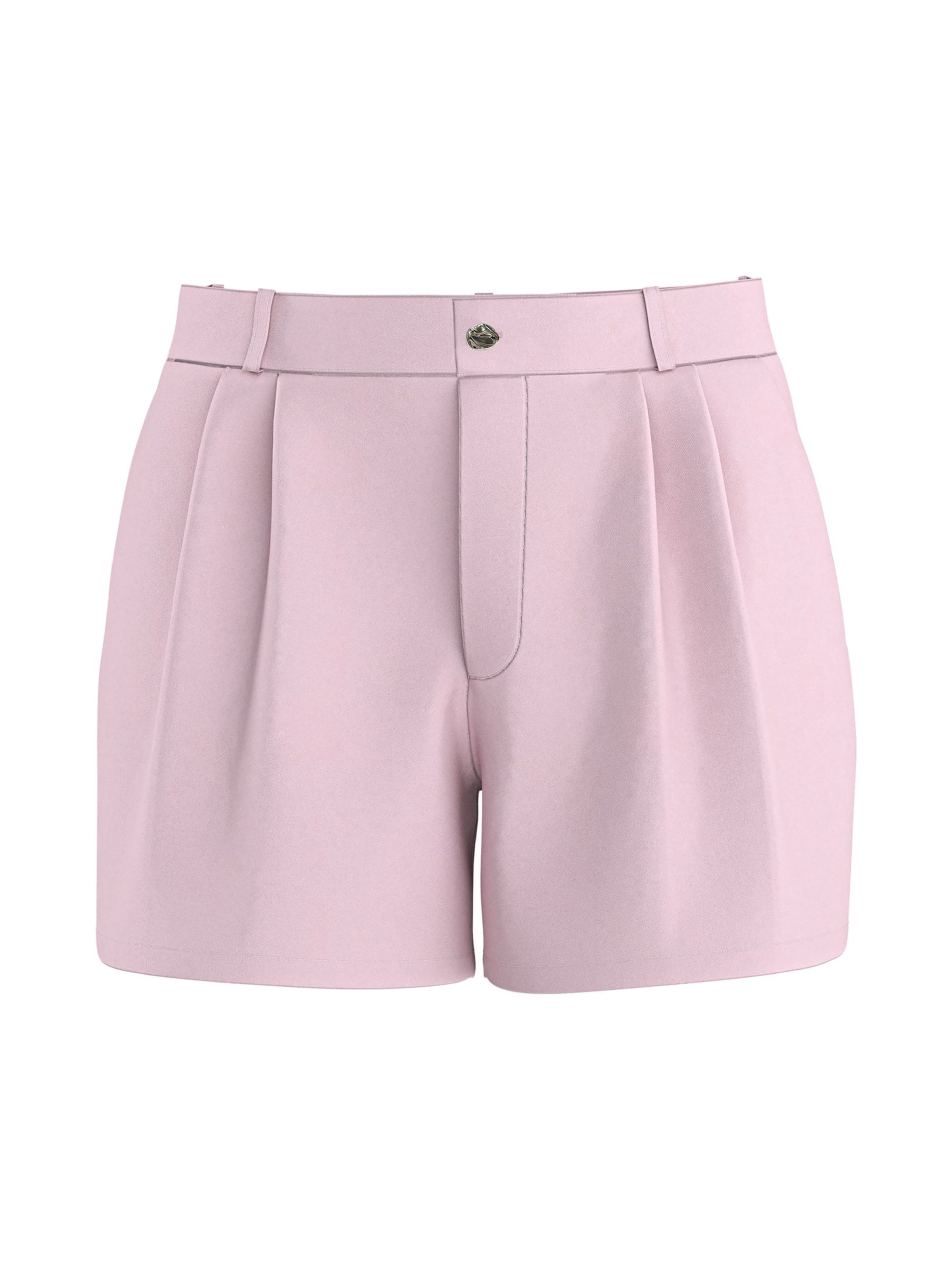 HYPEDROP Regular Pleat-Front Pants 'HDRielle' in Pink: front