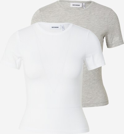 WEEKDAY T-shirt en gris chiné / blanc, Vue avec produit