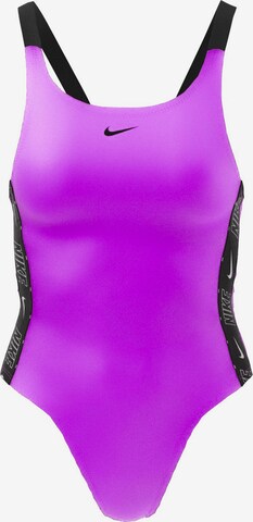 Nike Swim Bralette Swimsuit ' Fit Newbie Logo Tape ' in Pink: front