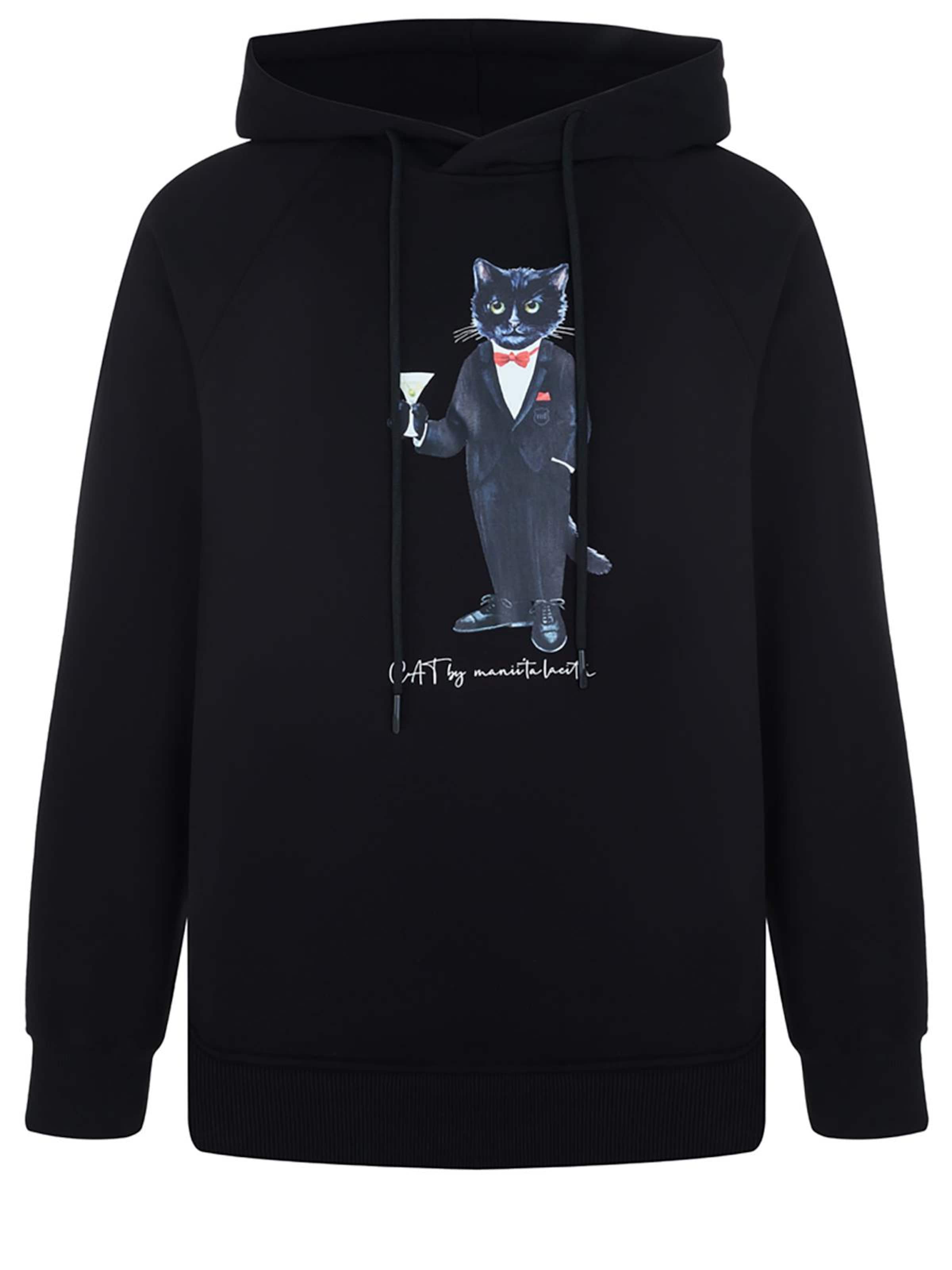 Felpa 'Dandy Cat' di Cat e Lolette in nero: frontale