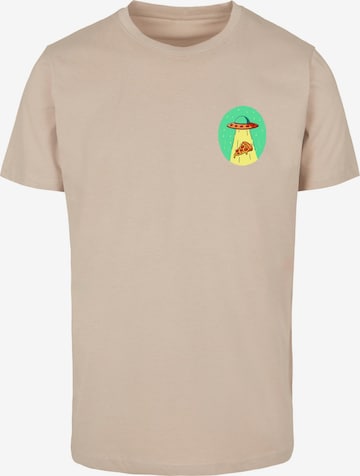 T-Shirt 'Ufo Pizza' Mister Tee en beige : devant