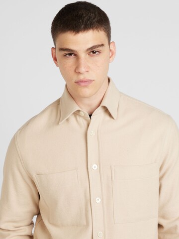 BOSS Regular fit Button Up Shirt 'OWEN' in Beige