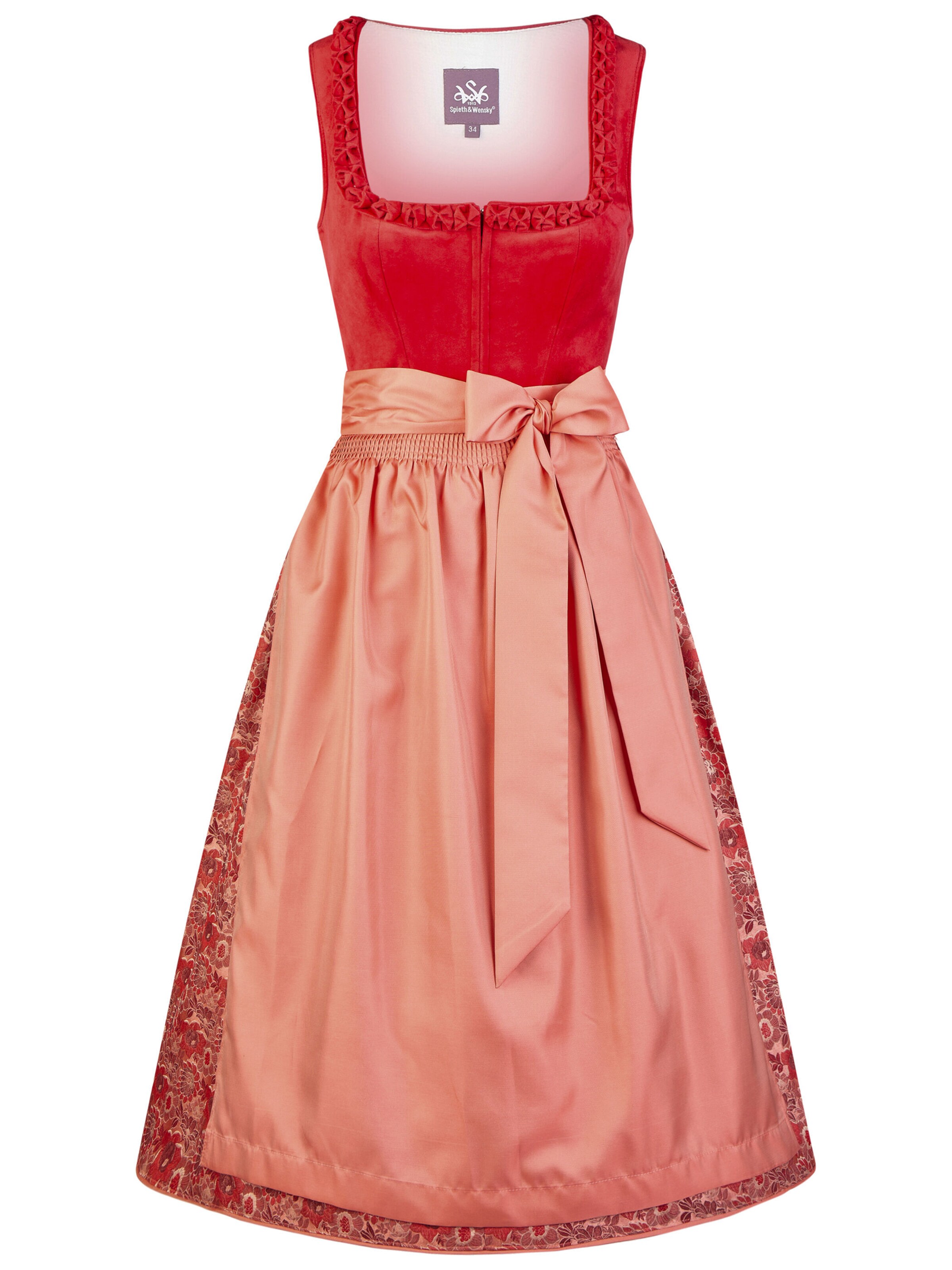 SPIETH & WENSKY Dirndl 'Gloria' mit Samt Oberteil in Rot: Vorderseite