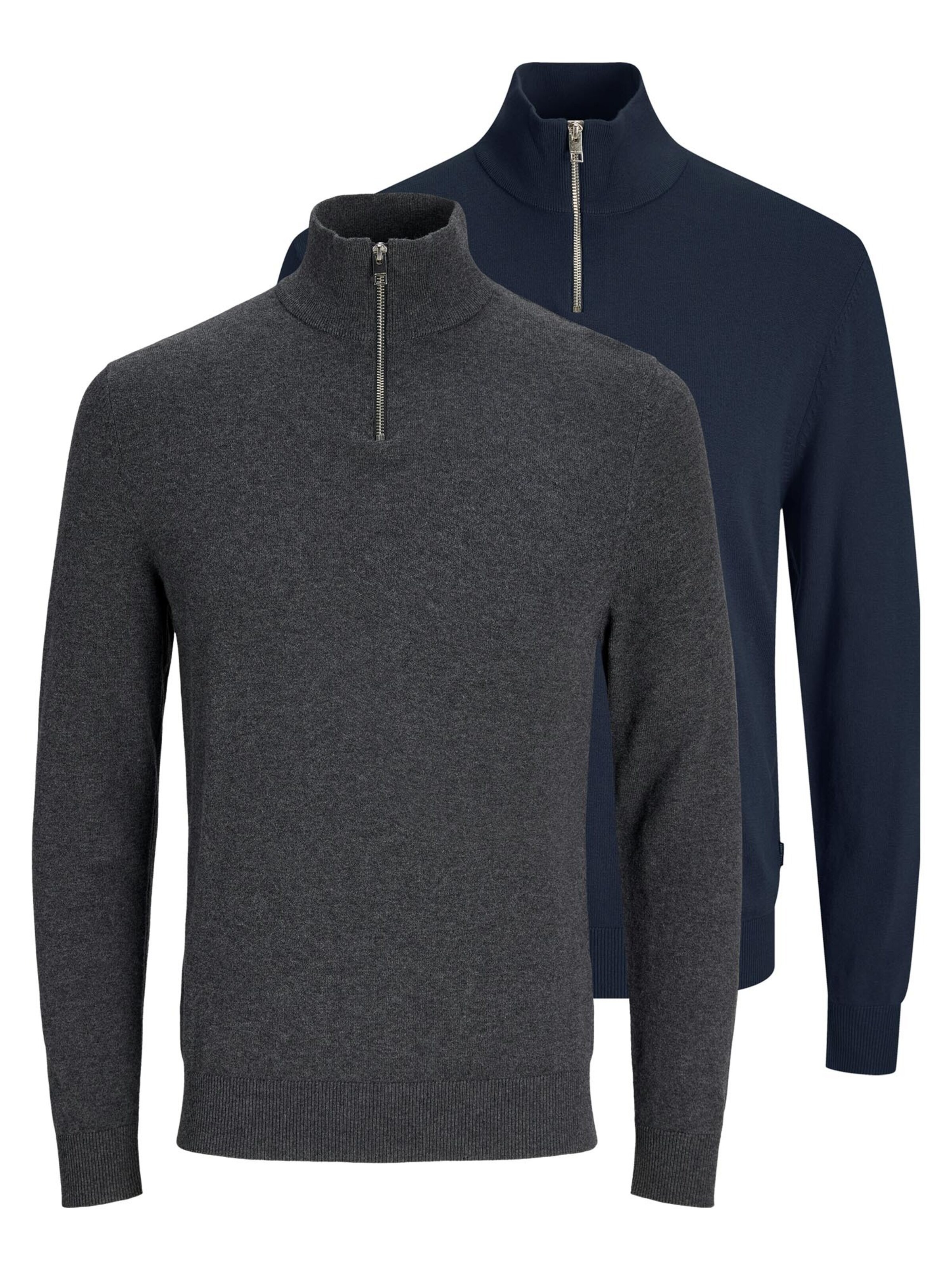 JACK & JONES Pullover 'Emil Knit'‌ in M in rauchgrau, Produktansicht