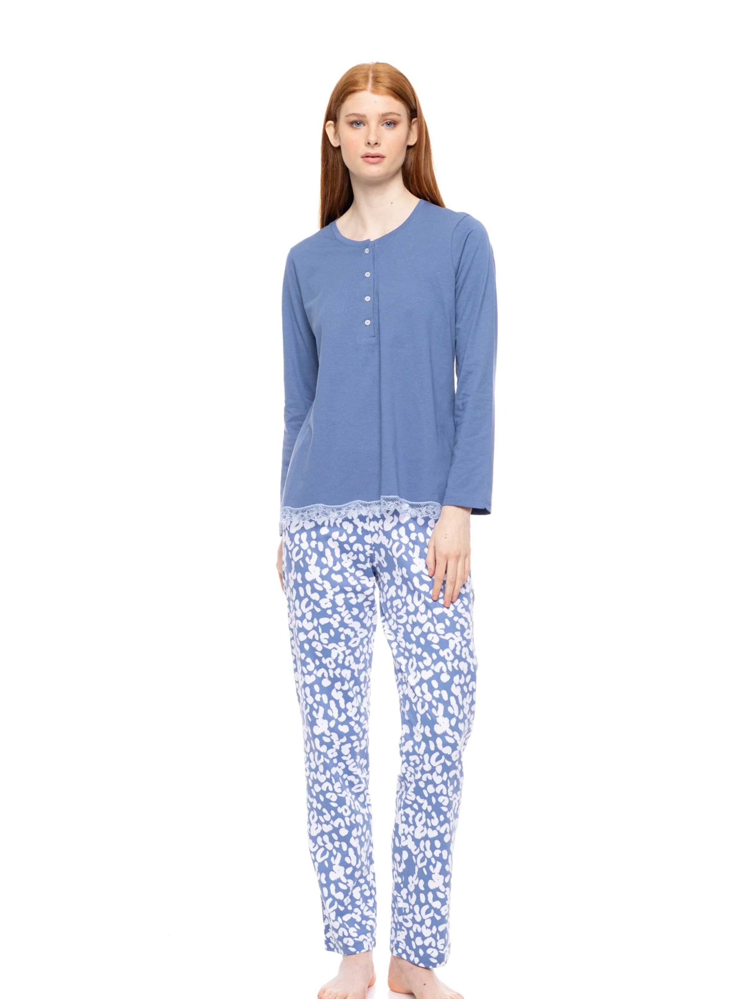 Pink Label - Pijama 'PYJAMA DREAM BLUE LEO' en azul: frente
