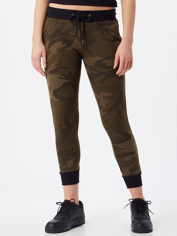 Effilé Pantalon 'Terry' Urban Classics en vert : devant