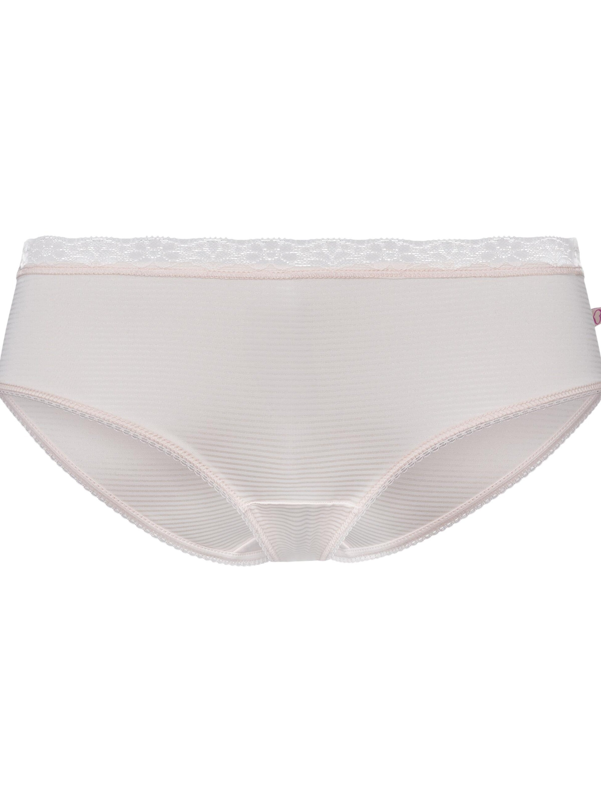BeeDees Panty 'Slip Bee Lace Slip mit Spitze, feinen Streifen & glänzender Optik' in Beige: front