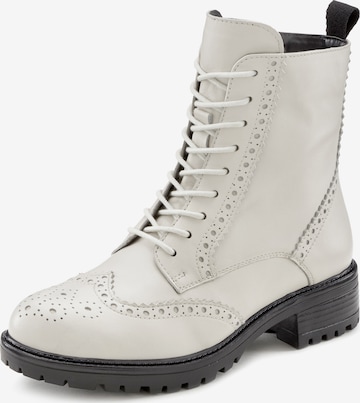 LASCANA Lace-Up Ankle Boots in White: front