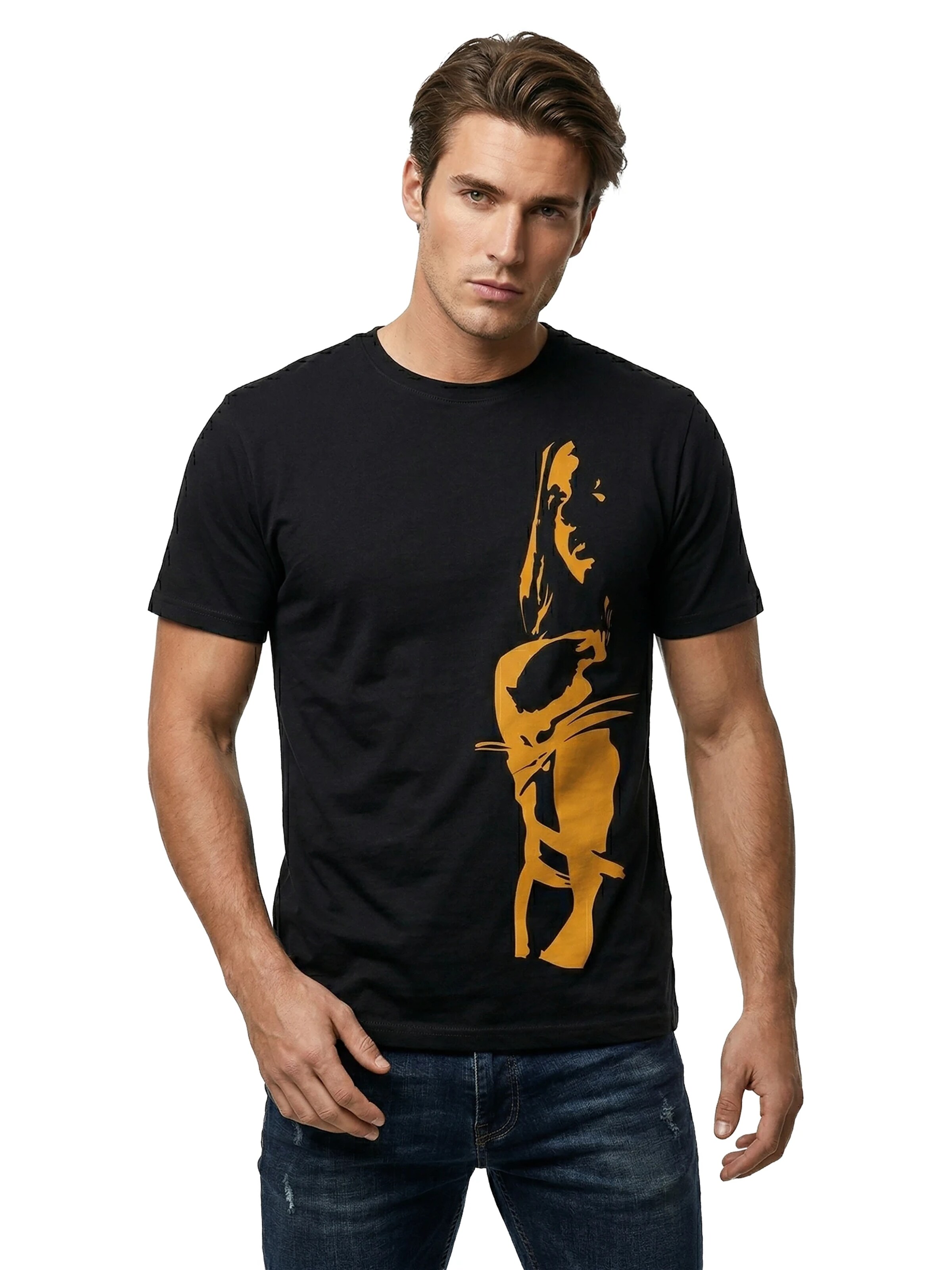 MAKAYA Shirt 'Bondage Saint orange' in Black