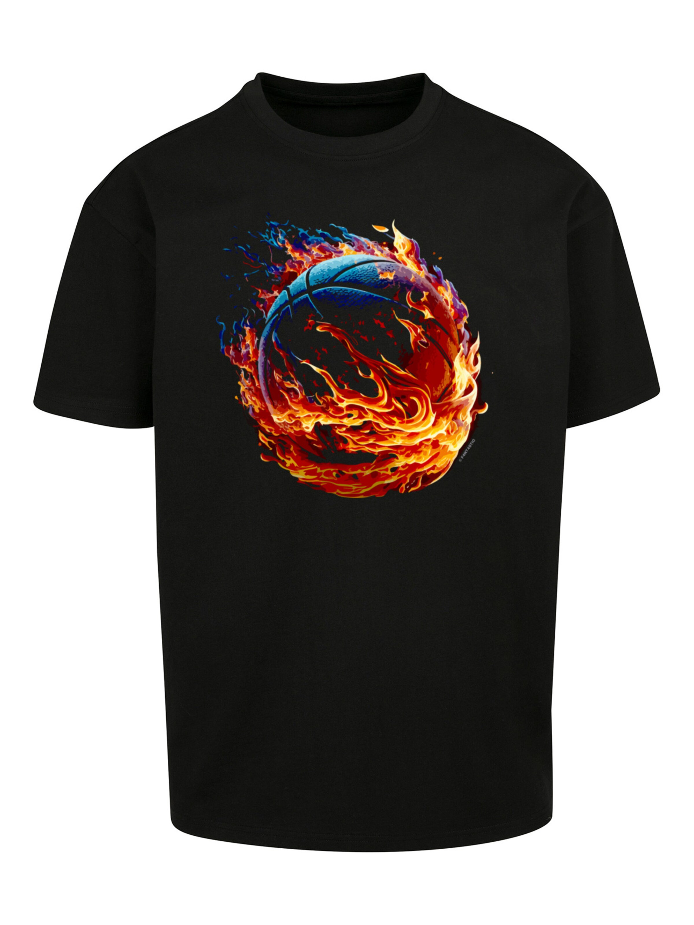 T-Shirt 'Basketball Sports Collection On FIRE' F4NT4STIC en noir : devant