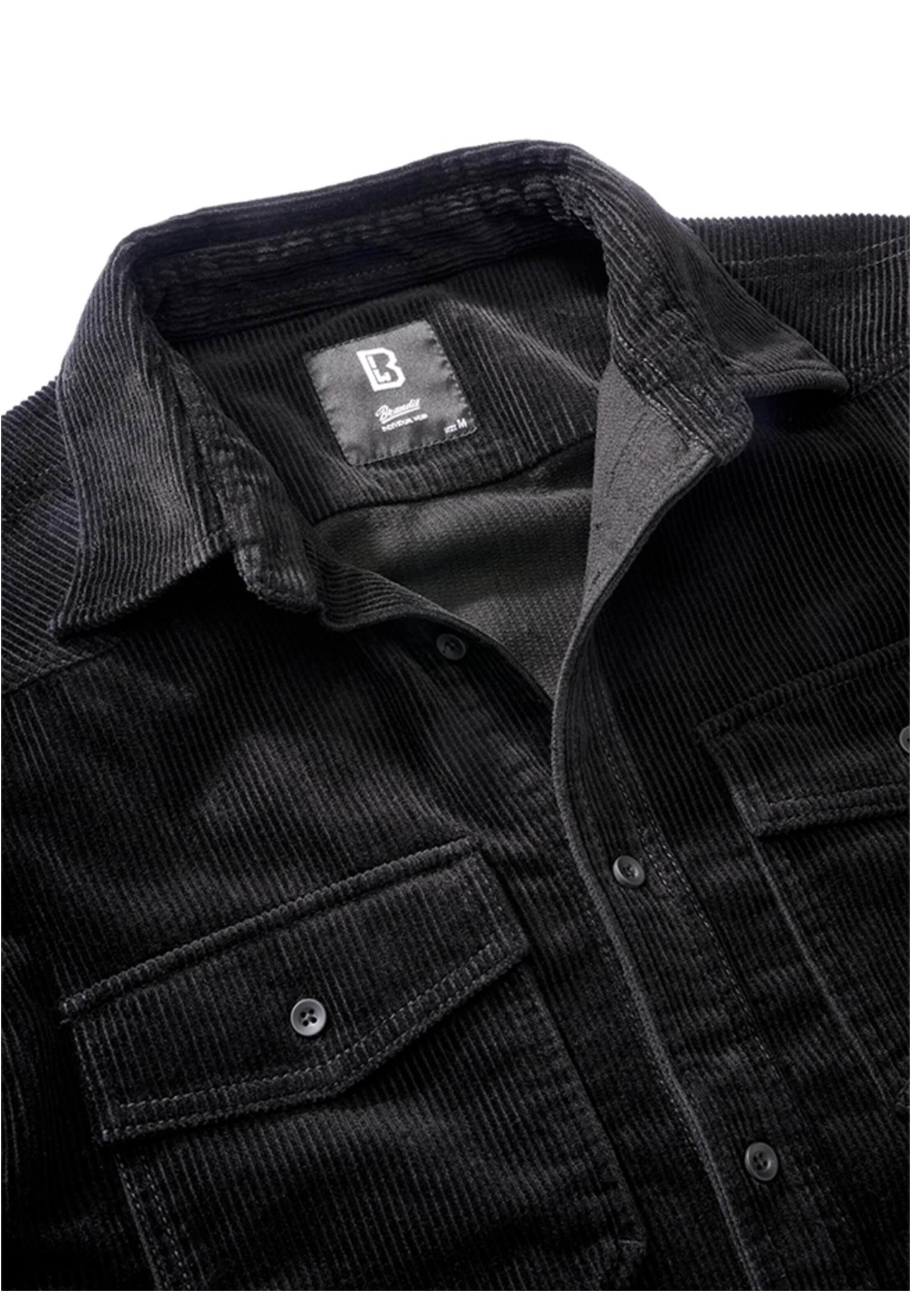Brandit Regular fit Button Up Shirt in Black