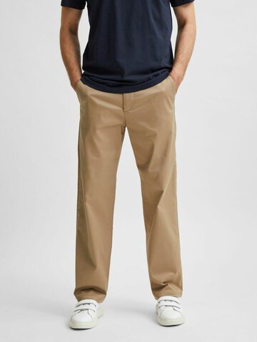 Loosefit Pantalon chino 'Salford' SELECTED HOMME en beige : devant