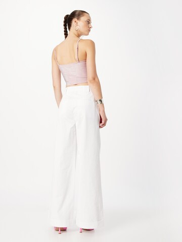 Nasty Gal Wide leg Pleat-Front Pants in White