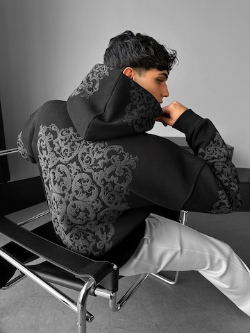 Kleidermafia Sweatshirt 'Oversize Carpet Pattern Hoodie - Black and Anthracite' in Black