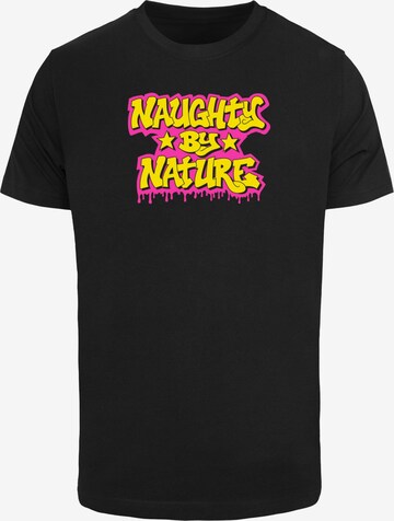 Maglietta 'Naughty By Nature - Neon Drop' di Merchcode in nero: frontale
