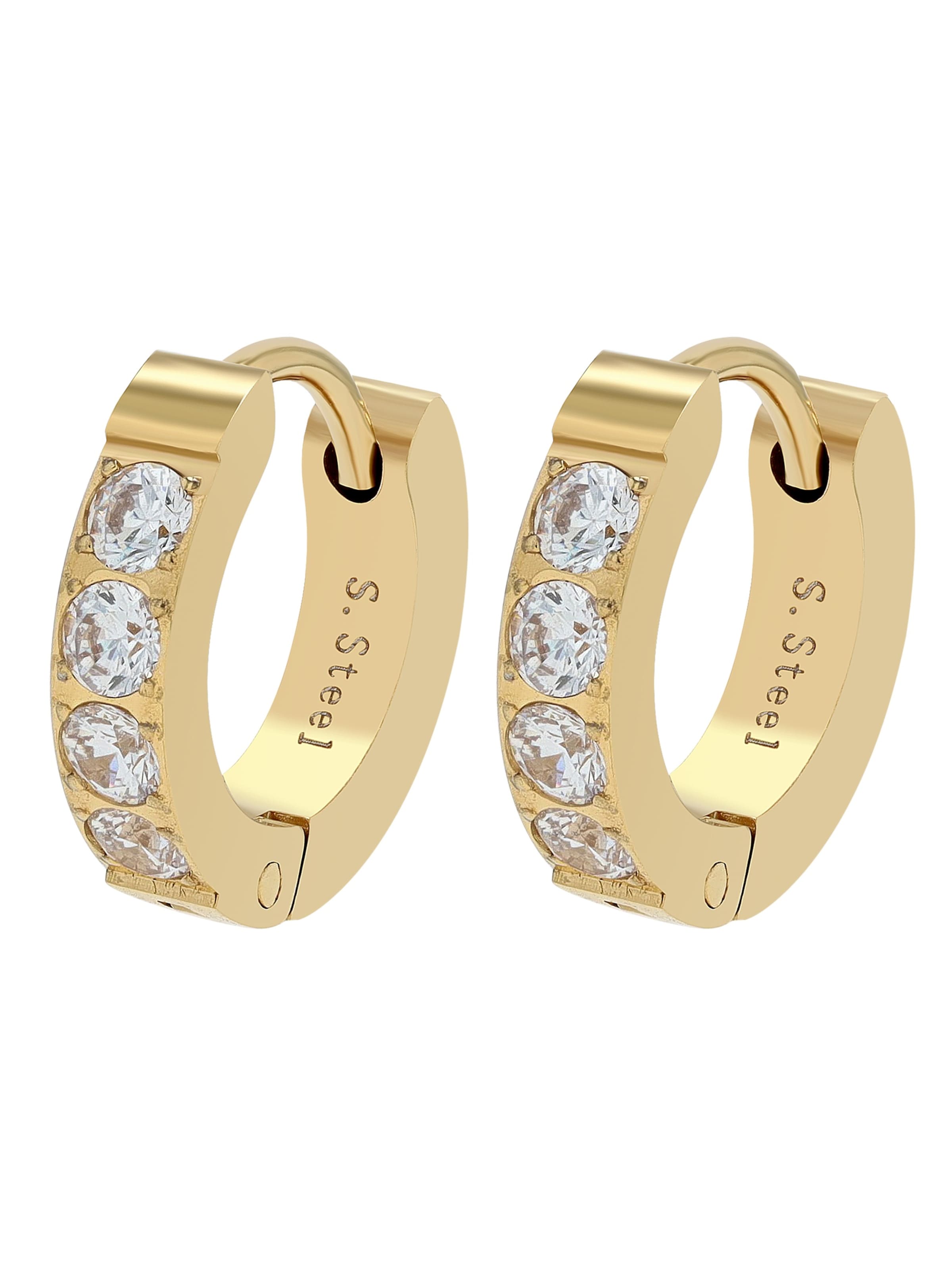 Akzent Ohrringe 'Edelstahl, D: 9 mm | 3 mm breit, Sicher & Robust &'‌‌‌‌‌‌‌‌‌‌ in Gold: Vorderseite