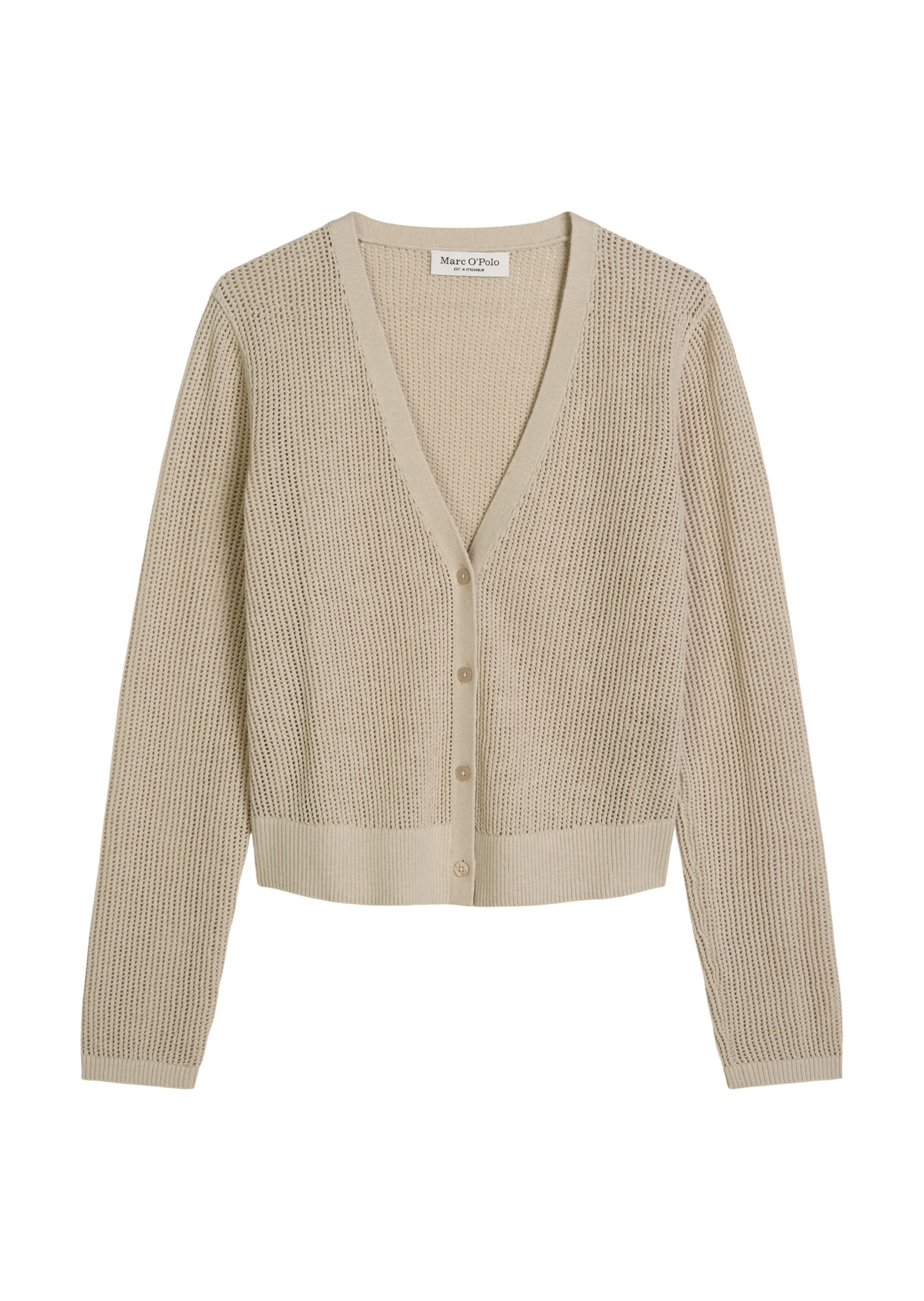 Marc O'Polo Gebreid vest in Beige: voorkant