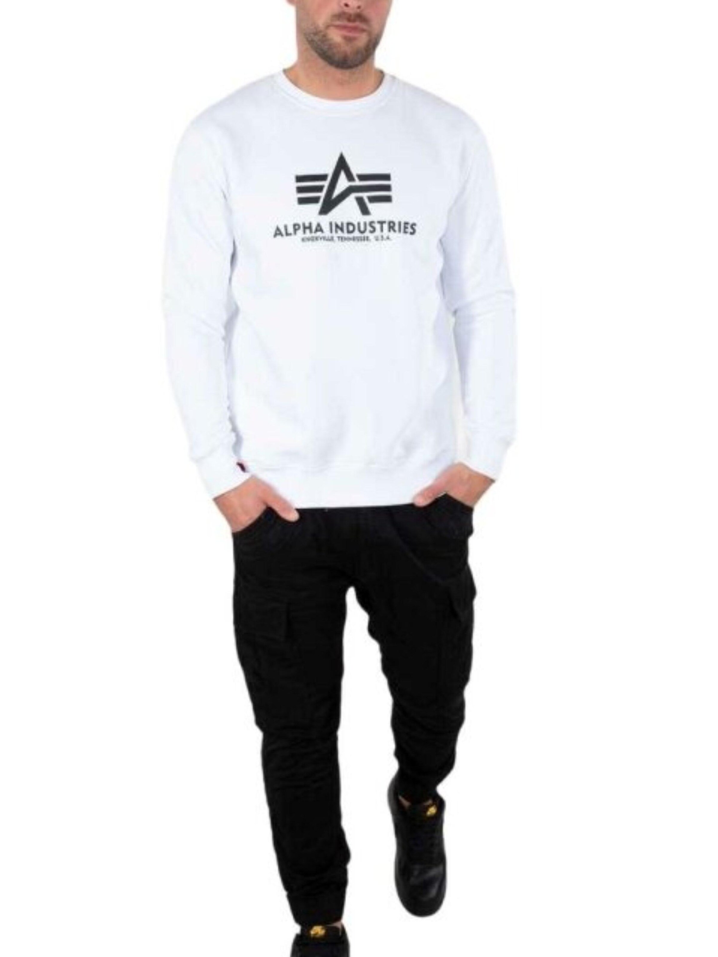 ALPHA INDUSTRIES Sweatshirt 'Basic Logo'‌‌‌‌‌‌‌‌‌ in Weiß